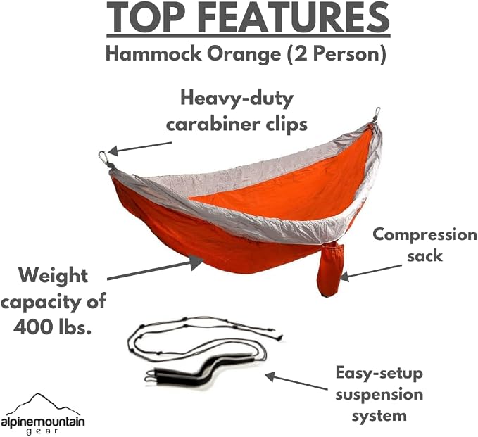 Complete Hammock System - 2 Person (Portable and Complete Camping Hammock System for the Outdoors by Caddis Sports)
