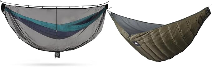 AYAMAYA Single Hammock Underquilt Green + Hammock Bug Net with Hanging Bag