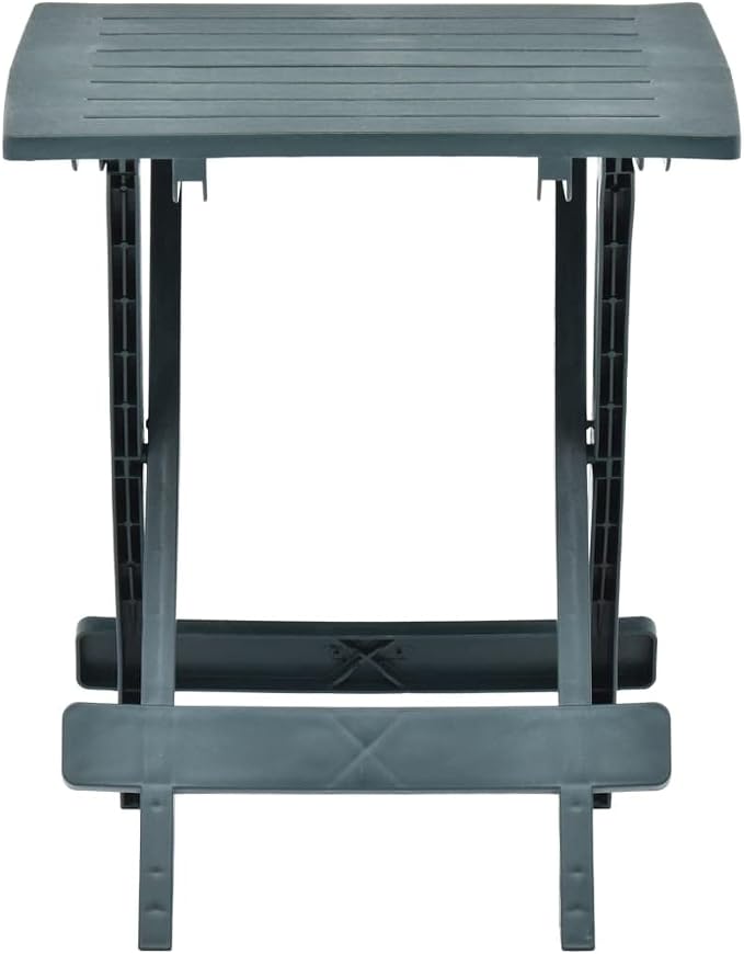 Folding Garden Table, Small Outdoor Side Table for Balcony and Patio, Square Portable Table, Synthetic Plastic, Matte Finish, 17.7 x 17.7 x 19.7 in, Green