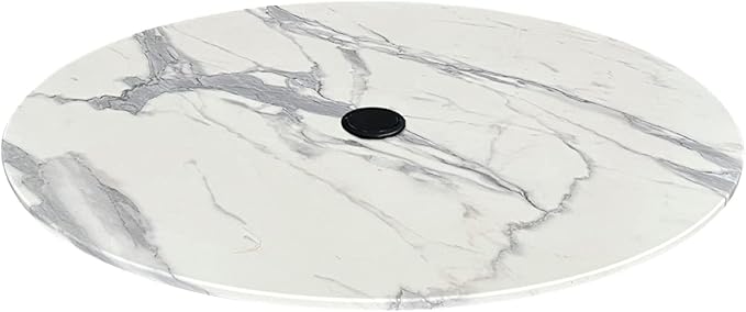 Holland Bar Stool 32" Diameter White Marble, Indoor/Outdoor All-Season EuroSlim Table Top with Umbrella Hole