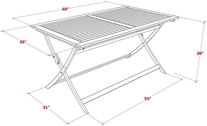East West Furniture BAETFNA Patio Dining Table - a Rectangle Acacia Wood Table with Butterfly Leaf, 36x60 Inch, Natural Oil