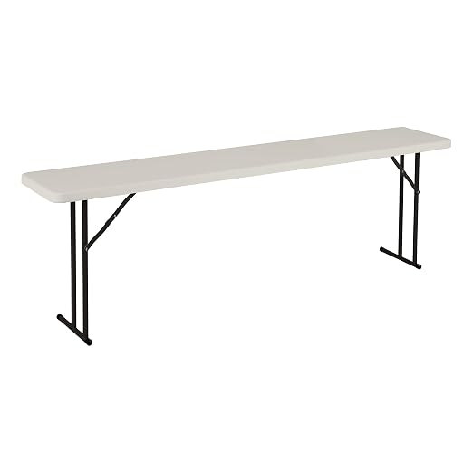 Norwood Commercial Furniture 8' Indoor/Outdoor Folding Training Table, Rectangular Blow-Molded Plastic Folding Training and Event Table, Gray