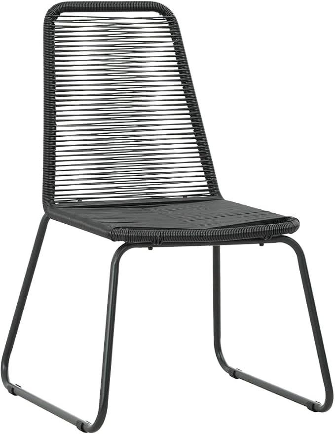 3 Piece Patio Dining Set, Outdoor PVC Rattan Bistro Set with Black Glass Table and 2 Chairs, Small Space Dining Table Set for Garden, Backyard, Balcony and Terrace