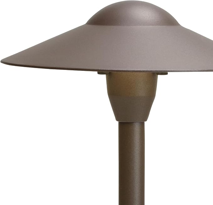 Kichler 8" Outdoor LED Path Light in Textured Architectural Bronze , 12V Adjustable Exterior Dome Light, (8.25" W x 21" H), 15310AZT