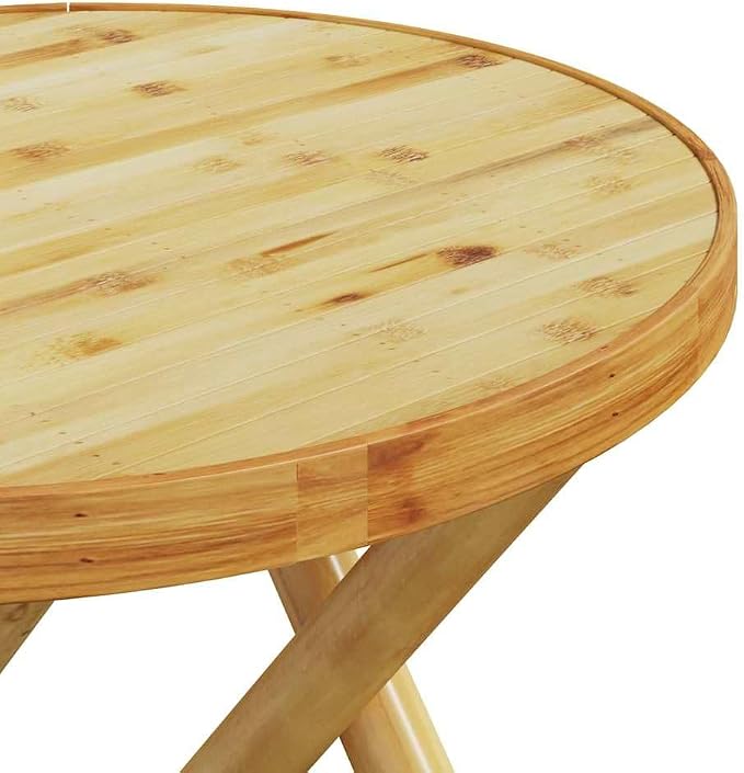 vidaXL Folding Patio Table, Outdoor Table with Slatted Top, Rectangular Table for Garden Greenhouse Courtyard, Modern Style, Bamboo