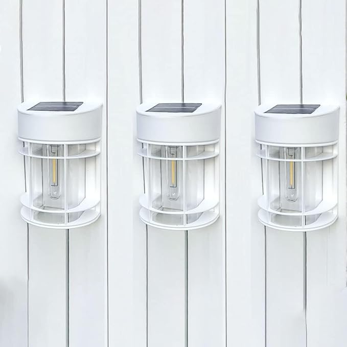 Solar Fence Lights, 12 Pack Waterproof Solar Lights Outdoor, 3000K Warm White LED Outdoor Solar Lights for Fence Garden Yard Step Stairs Patio Décor