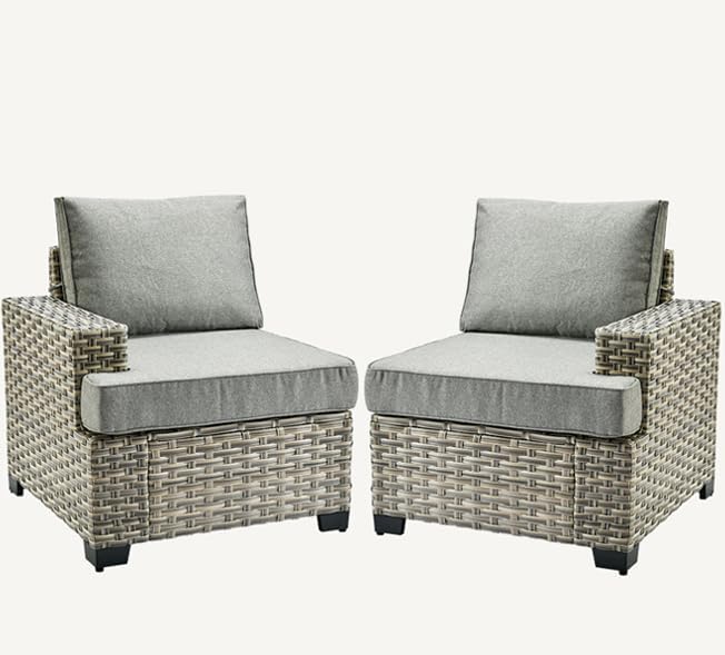 HOOOWOOO Outdoor Sectional Patio Furniture Set,2 Pieces Single Arm Wicker Chairs,Extra Deep Out Door Sofa Outside Furniture,Charcoal Gray
