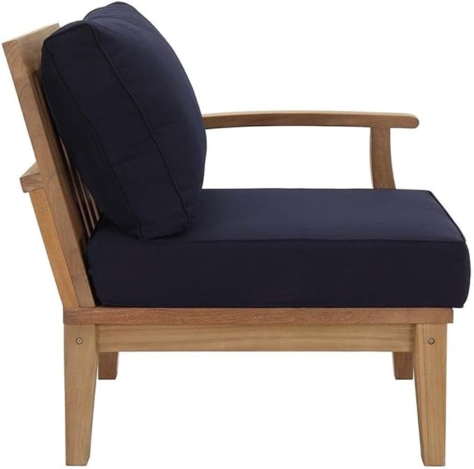 Modway EEI-1822-NAT-NAV-SET Marina Premium Grade A Teak Wood 2-Piece Outdoor Patio Furniture Set, Natural Navy