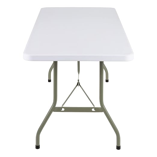 Norwood Commercial Furniture 6 ft Multipurpose Indoor Outdoor Heavy Duty Portable Rectangular Blow Molded Plastic Folding Table (30" W x 72" L) White,NOR-NAF3072WH-SO