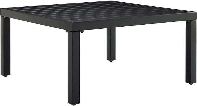 HomeStock Baroque Bonanza Outdoor Metal Sectional Coffee Table - Matte Black, 28.5" D x 28.5" W x 14.5" H, Weather-Proof Steel Construction, Slatted Table Top, Elegant Coffee Table for Outdoor Sets
