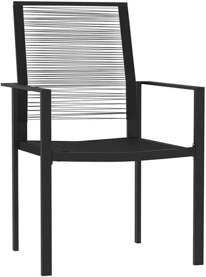 Afuera Living 5-Piece Modern Patio Dining Set, Powder-Coated Steel, Glass, PVC Hollow Rattan, Black Finish, Square Table and 4 Chairs, Water-Resistant, Comfortable Seating, Outdoor Garden or Terrace