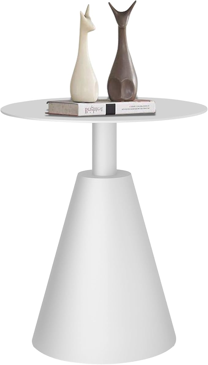 19.5" Round Outdoor Coffee Table, Weather-Resistant Aluminum Side Table for Patio, Balcony, Garden & Bedroom, White