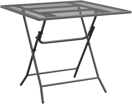 vidaXL Patio Table Patio Side Table Outdoor Coffee End Table for Patio Yard Balcony Garden 31.5"x31.5"x28.3" Expanded Metal Mesh Anthracite