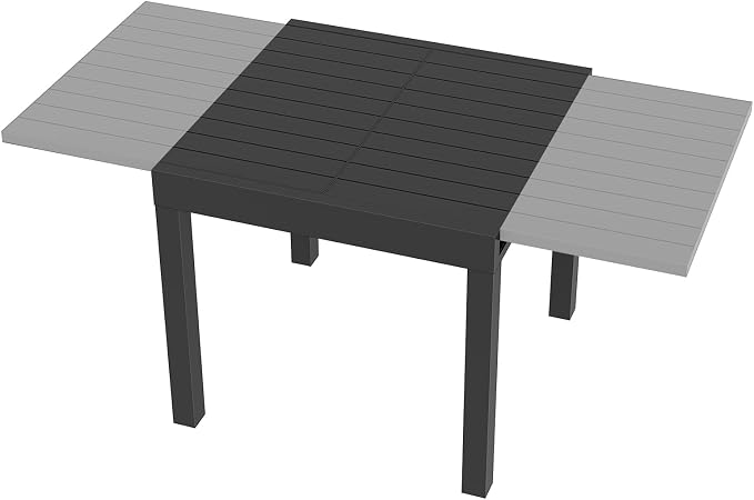 Patio Aluminum Extendable Dining Table, Rust-Free Expandable Outdoor Dining Table for 4-6 Person, 32"-65" Expandable Patio Table Rectangle Patio Dining Table Porch, Deck, Garden, Black