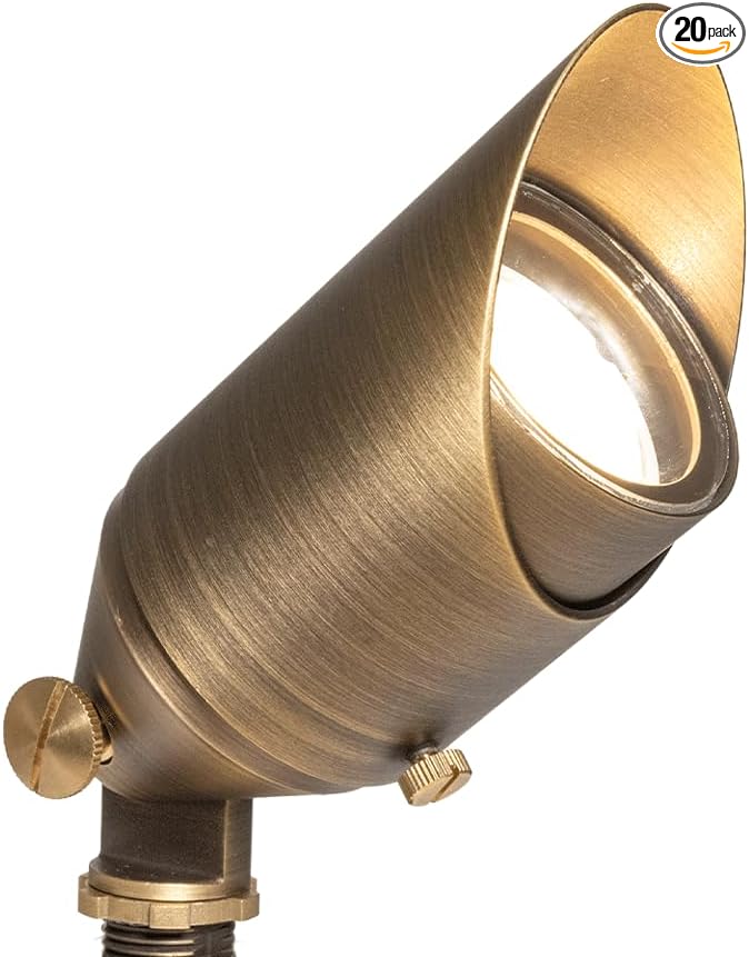 VOLT 20-Pack 12V Top Dog Bronze Outdoor Spotlight & 5W 2700K MR16 LED Bulb | Solid Cast Brass, Low Voltage, 400 Lumens of Warm White Light, Ideal for Yard, Lawn, Garden, Trees & House