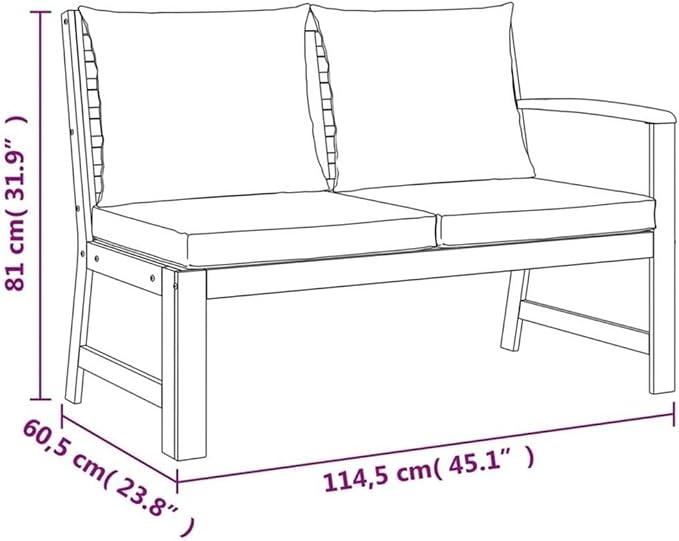 Afuera Living 11-Piece Patio Dining Set, Solid Acacia Wood with Cream Cushions, Modular Layout, Oiled Finish, Retro Style Outdoor Seating for Up to 10 People, Garden or Conservatory Use