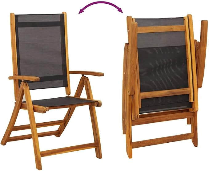 7 Piece Modern Patio Dining Set & Patio Lounge Set Acacia Wood for Dark Terrace Garden 59"-79" x 33" x 30"
