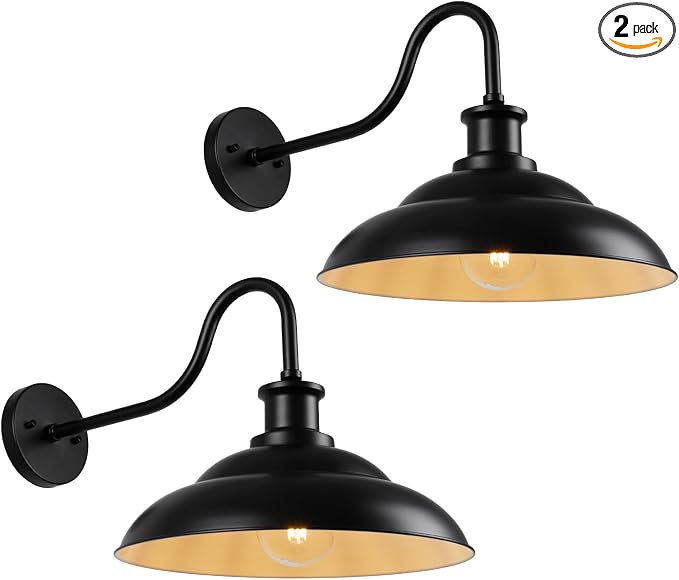 Outdoor Barn Lights, 16 Inch Farmhouse Exterior Wall Light, Industrial Wall Lantern for House Garage Patio Doorway, 2 Pack