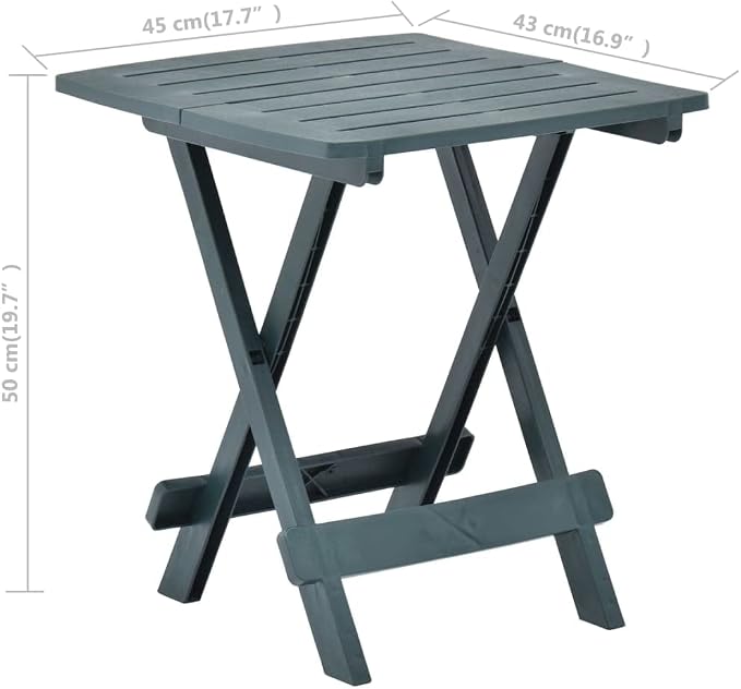 vidaXL Patio Table, Outdoor Side Table, Folding Patio Table, Garden Table for Picnic Camping Porch Deck Lawn Backyard Terrace, Plastic Green