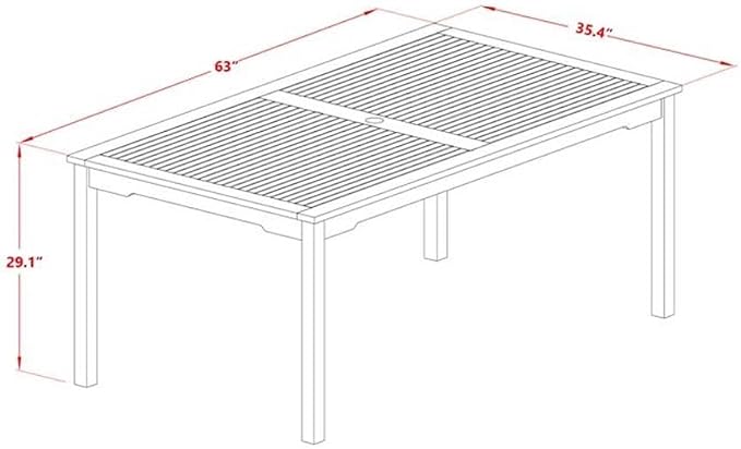 East West Furniture BCMTRNA Outdoor Dining Table - a Rectangle Acacia Wood Table, 36x63 Inch, Natural Oil
