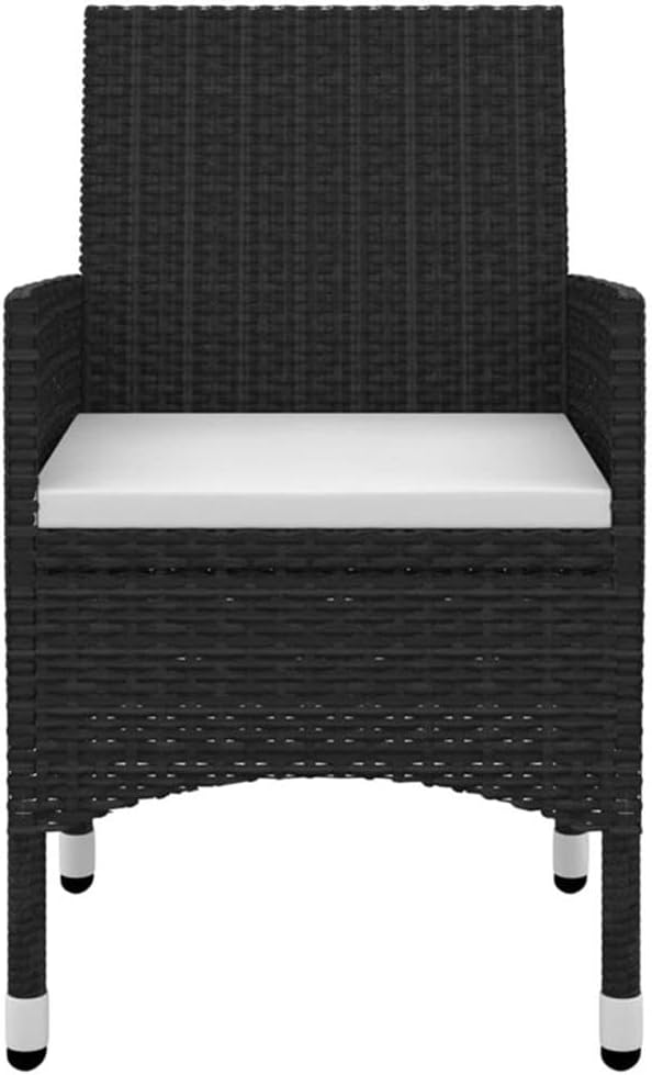 Afuera Living Contemporary Patio Dining Set, Black/Cream White Finish, 5-Piece Set, Powder-Coated Steel Frame, Glass Top Table, Polyester Cushions, Indoor/Outdoor Use, Weather-Resistant, Seats 4