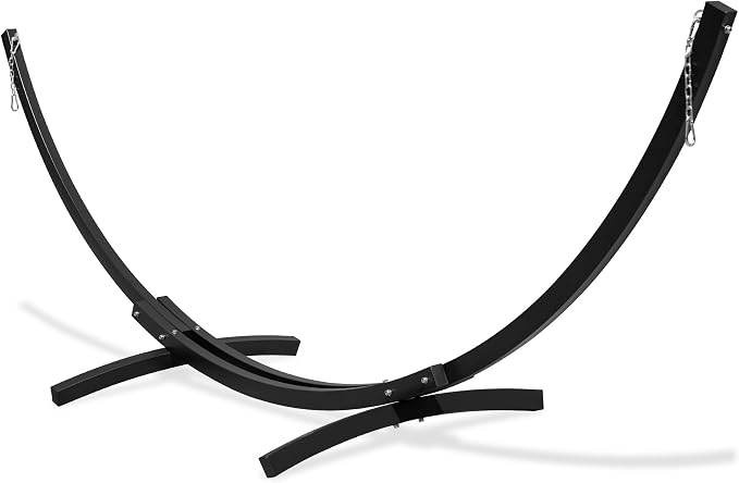 Lazy Daze Hammocks 13.5 Ft Heavy Duty Steel Arc Hammock Stand with Carabiner and Chain, 2 Person Weather-Resistant Curved Stand for Outside, Backyard, Patio, 500 Lbs Capacity, Black