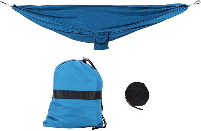 Breathable Hanging Chair Bed, 260x140cm Dual Use Portable Hammock Swing, Garden Hammock with Steel Buckle for Camping Courtyard Corridor Outdoor (Peacock Blue)