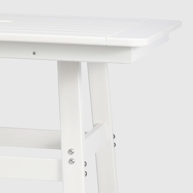 WestinTrends Malibu Square Outdoor Patio Bistro Bar Table with Umbrella Hole 42" Tall, White