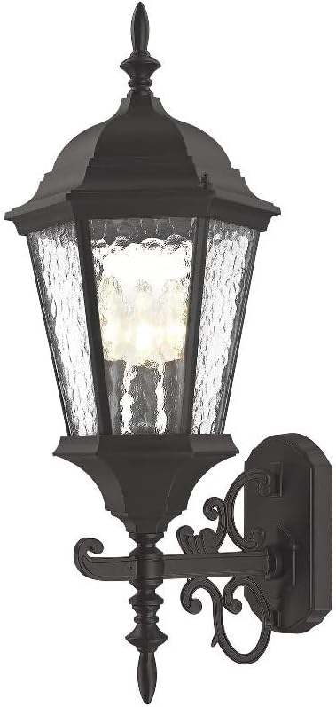 Livex Lighting 7561-14 Outdoor Wall Lantern, Black | Dimensions: 23.5" x 9.5"; Clear Beveled Glass Shades