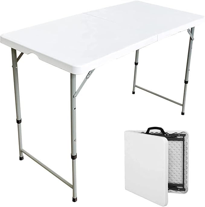 4ft Bi-Fold Folding Table Portable Plastic Indoor Outdoor Picnic Party Dining Camp Tables (4ft, 6ft, 8ft)