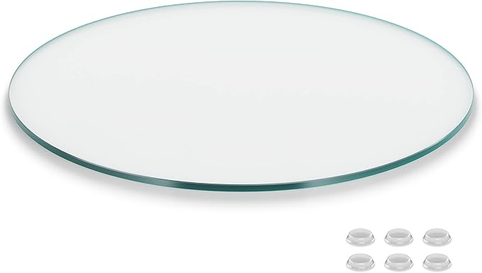 The Better Bevel 36 inch Round Glass Table Top - Clear Tempered Glass Surface Protector - Safe Flat Polished Edge - Coffee, Dining and End Table