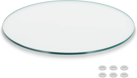 The Better Bevel 28 inch Round Glass Table Top - Clear Tempered Glass Surface Protector - Safe Flat Polished Edge - Coffee, Dining and End Table