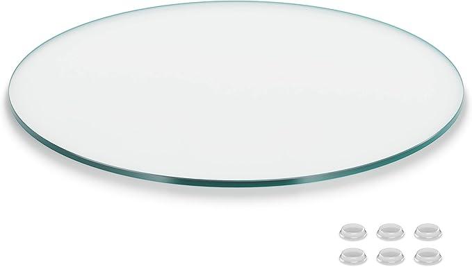 The Better Bevel 36 inch Round Glass Table Top - Clear Tempered Glass Surface Protector - Safe Flat Polished Edge - Coffee, Dining and End Table