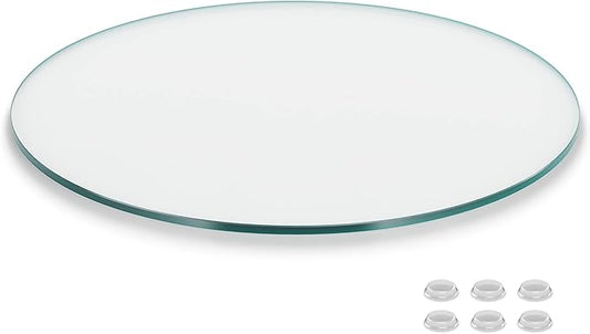 The Better Bevel 36 inch Round Glass Table Top - Clear Tempered Glass Surface Protector - Safe Flat Polished Edge - Coffee, Dining and End Table
