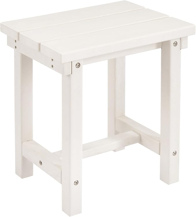 Furnimart Adirondack 16.5" Square Outdoor Side Table, Extra-Thick HDPE Composite Weather-Resistant Small Patio Table, White Outdoor End Table for Garden Balcony Yard Deck Poolside(White)