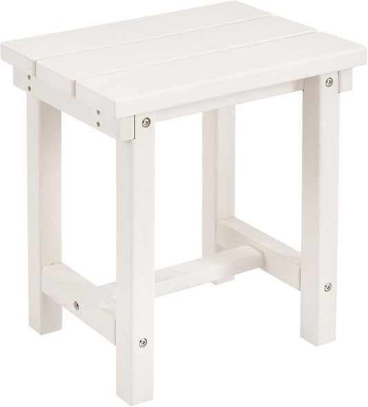 Furnimart Adirondack 16.5" Square Outdoor Side Table, Extra-Thick HDPE Composite Weather-Resistant Small Patio Table, White Outdoor End Table for Garden Balcony Yard Deck Poolside(White)