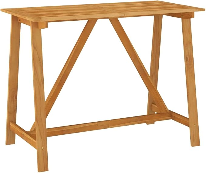 vidaXL Patio Bar Table, Outdoor Pub Table, Bistro Table, Counter Height Table for Balcony Porch Garden Deck Backyard Terrace, Farmhouse, Solid Acacia Wood