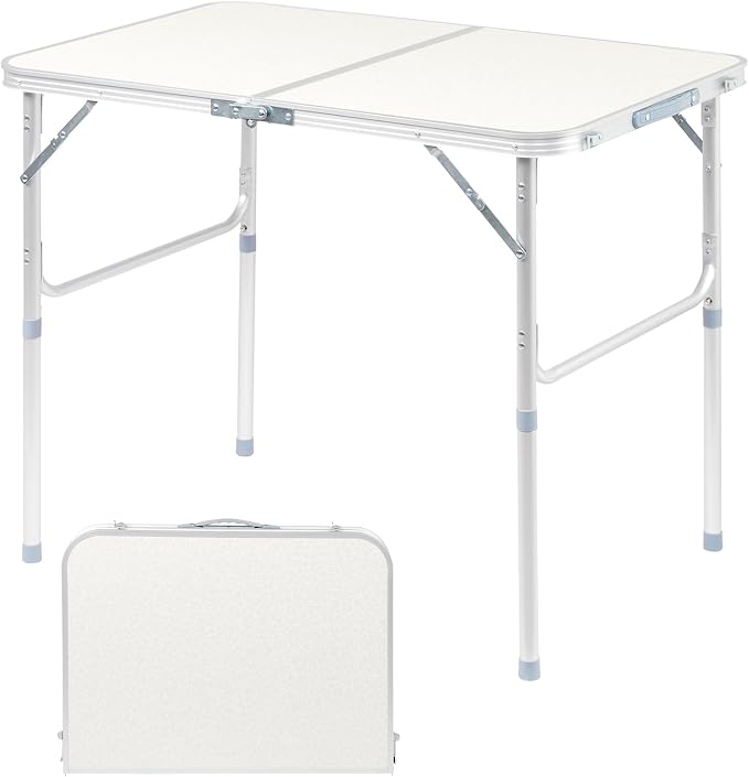 Road Ahead Aluminum Folding Camping Table,3ft Portable Folding Outdoor Table, Lightweight Table, with Carry Handle ，for Beach, BBQ,，Party，Camp Kitchen