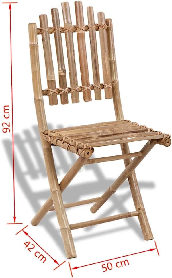 5-Piece Bamboo Folding Dining Set, Portable Indoor Outdoor Garden Furniture Table and Chairs for Patio, Backyard, Small Space, Brown
