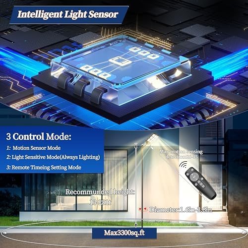 Solar Street Lights Outdoor, Of-7200W Commercial Parking Lot Light | Solar Flood Light, LED Area Light with Motion Sensor, Dusk to Dawn, Remote Control for Security Lighting in Streets, Barns