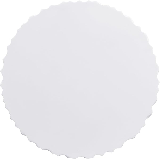 White Coffee Table with Wavy Fluted Side, Modern Round MGO Magnesium Oxide Center Table Assembly-Free for Patio Garden Balcony Outdoor 26.77" x 14.76"