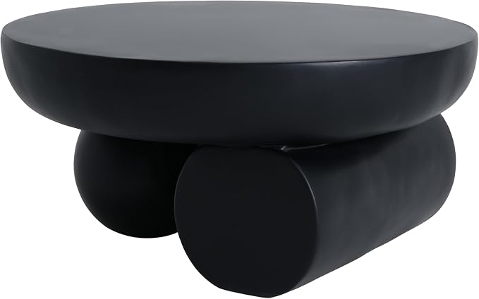 Christopher Knight Home Rico 27.5" Outdoor Coffee Table with Spherical and Cylinder Leg, MGO Round End Table with Ball Legs, No Assembly Patio Table for Poolside/Balcony/Backyard, Black