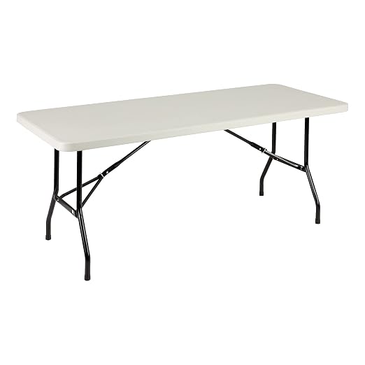 Norwood Commercial Furniture 6' Indoor/Outdoor Folding Training Table, Rectangular Blow-Molded Plastic Folding Training and Event Table, Gray