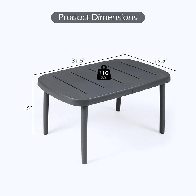 Tangkula Outdoor Coffee Table, Patio Tea Side Table with Aluminum Alloy Rods, Weather-Resistant Small End Table, Outside Accent Coffee Table for Poolside, Balcony, Garden, Porch and Lawn (Gray)