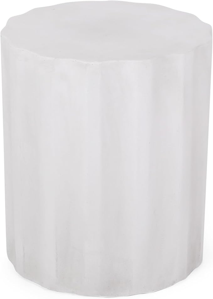 Concrete Side Table, Antique White, Round