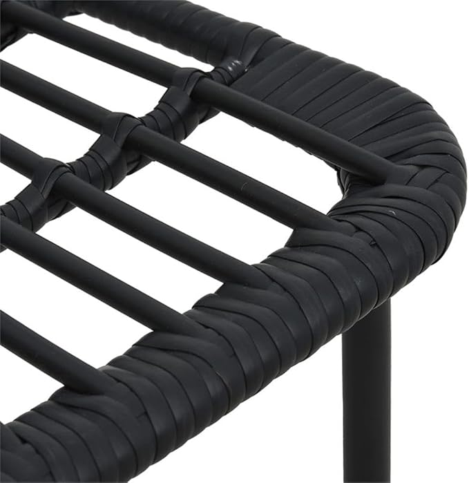 BOWERY HILL 5-Piece Outdoor Patio Dining Set, Poly Rattan in Black, Powder-Coated Steel Frame, Weatherproof, Stackable Chairs, Sleek Modern Design, Space-Saving, Comfortably Seats 4, 59.1 in Table