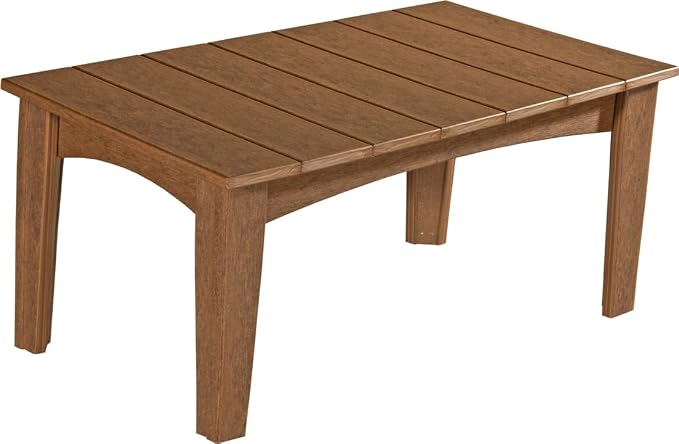 LuxCraft Island Coffee Table – HDPE Poly Lumber Outdoor Patio Table, Weather-Resistant Coastal Style, Low-Maintenance Durable Design (Antique Mahogany)
