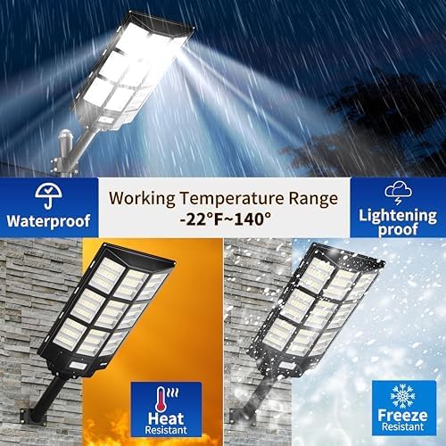 Solar Street Lights Outdoor, Of-7200W Commercial Parking Lot Light | Solar Flood Light, LED Area Light with Motion Sensor, Dusk to Dawn, Remote Control for Security Lighting in Streets, Barns