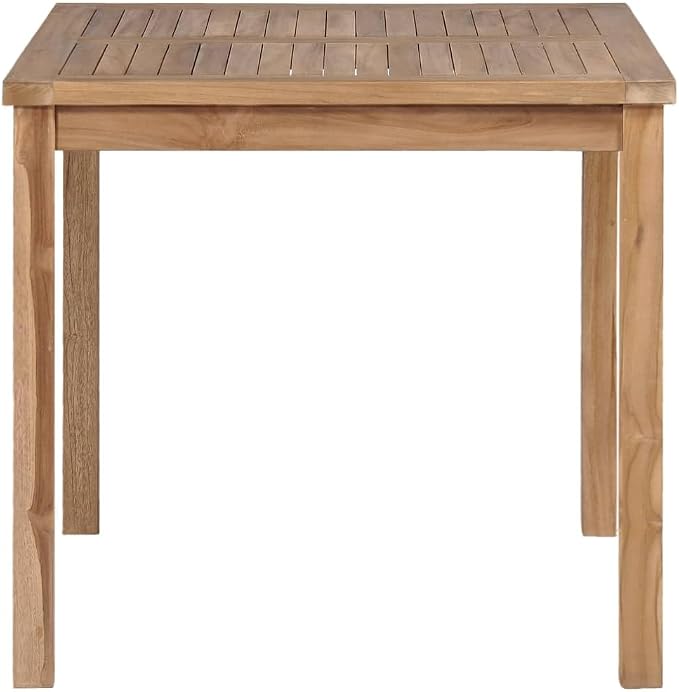 vidaXL Solid Wood Teak Patio Table Lawn Yard Terrace Balcony Wooden Patio Backyard Garden Outdoor Furniture Dining Dinner Meal Table 31.5"