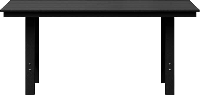 WestinTrends Ashore Outdoor Modern HDPE 66" Wide Rectangle Patio Dining Table for 6, Black